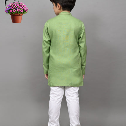 Bluesaanchi Light Green Embroidered Kurta Set – Fresh & Charming for Your Little One