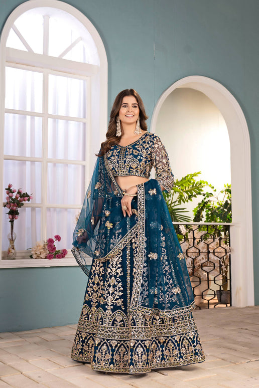 Lehenga Mart Designer Bollywood Style Wedding Wear Lehenga Choli - Blue
