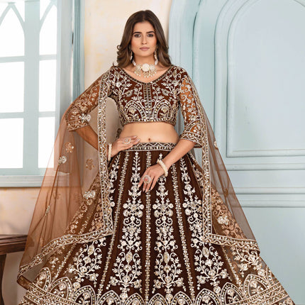 Lehenga Mart Designer Bollywood Style Wedding Wear Lehenga Choli - Brown