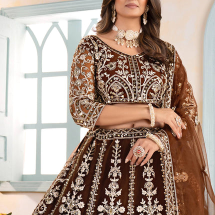 Lehenga Mart Designer Bollywood Style Wedding Wear Lehenga Choli - Brown