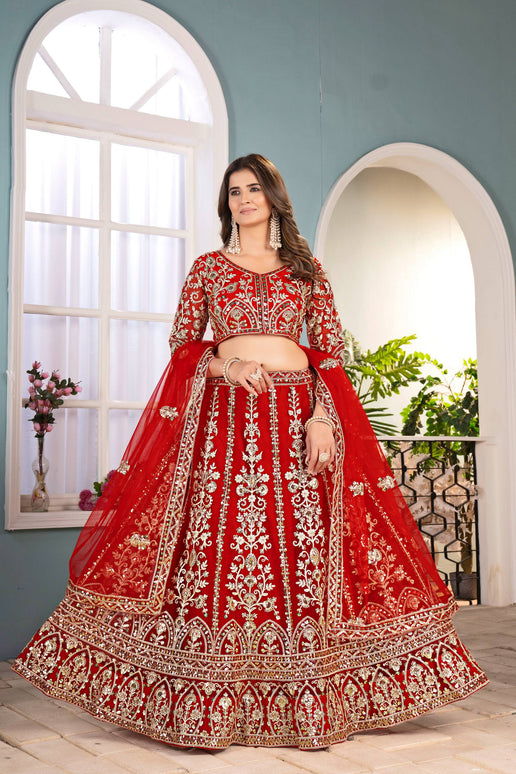 Lehenga Mart Designer Bollywood Style Wedding Wear Lehenga Choli - Red