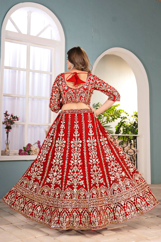 Lehenga Mart Designer Bollywood Style Wedding Wear Lehenga Choli - Red