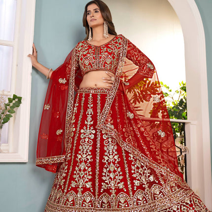 Lehenga Mart Designer Bollywood Style Wedding Wear Lehenga Choli - Red