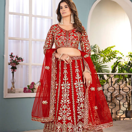 Lehenga Mart Designer Bollywood Style Wedding Wear Lehenga Choli - Red