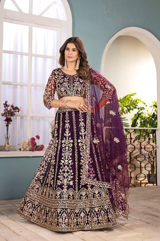 Lehenga Mart Designer Bollywood Style Wedding Wear Lehenga Choli - Wine