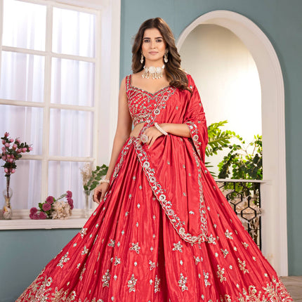 Lehenga Mart Designer Bollywood Style Wedding Wear Lehenga Choli - Red