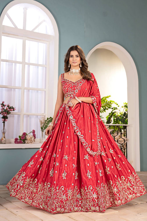 Lehenga Mart Designer Bollywood Style Wedding Wear Lehenga Choli - Red