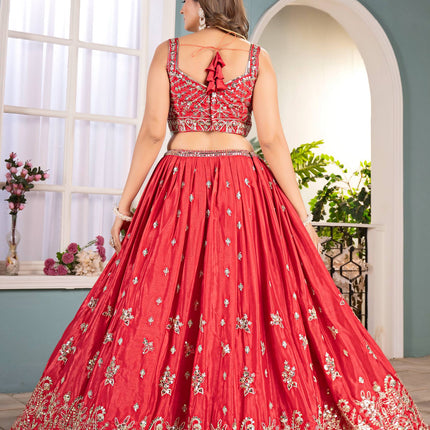 Lehenga Mart Designer Bollywood Style Wedding Wear Lehenga Choli - Red