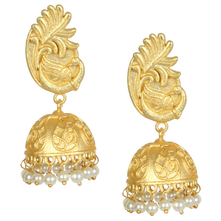 Joban Fashion Women Matte Gold Brass Jhumka