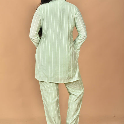 Morchari Women And Hand Embroidery Co-Ords-Green