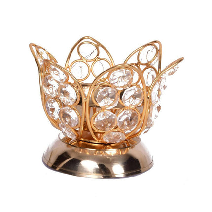 CraftVatika Gold Toned Crystal Lotus Shaped Diya