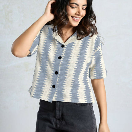 Grey Knited Wevon Designer Shirt - Hiral Fashion