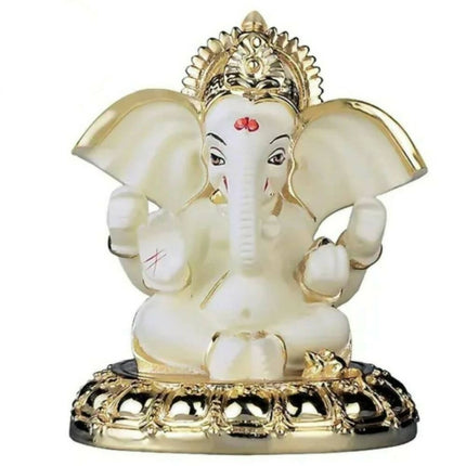 Tamas Gold-Polished Gaj Karna Ganesh Idol Off White & Gold Color