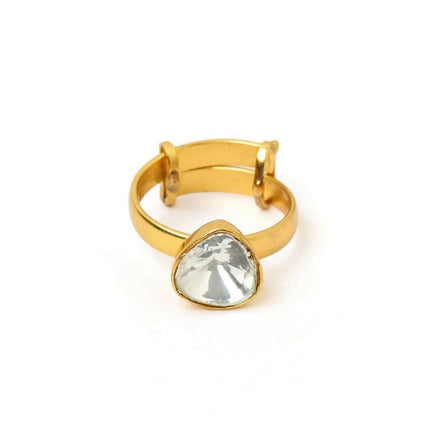 Kundan Gold plated Trillion cut Ring - Ruby Raang