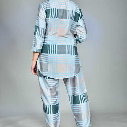 Morchari Digital Print Semi Muslin Co-Ord Set Top & Trouser-Multicolor