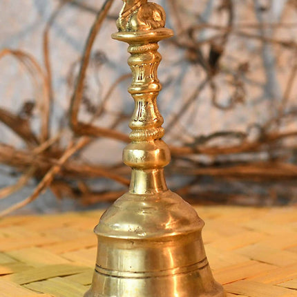 CraftVatika Gold-Toned Brass Hand Held Pooja Bell
