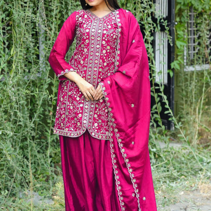 Lehenga Mart Designer Sharara Suit For Women or Girls - Pink
