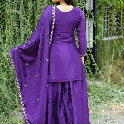 Lehenga Mart Designer Sharara Suit For Women or Girls - Purple