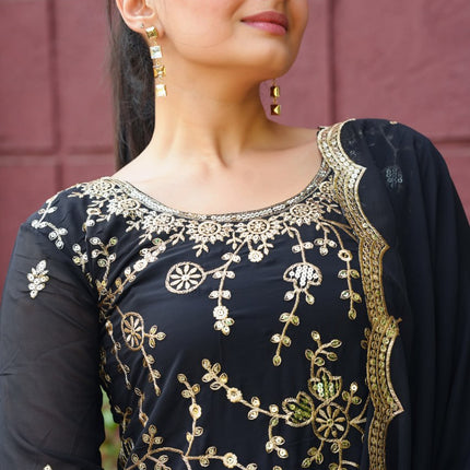 Lehenga Mart Designer Sharara Suit For Women or Girls - Black