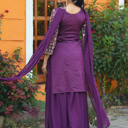 Lehenga Mart Designer Sharara Suit For Women or Girls - Purple