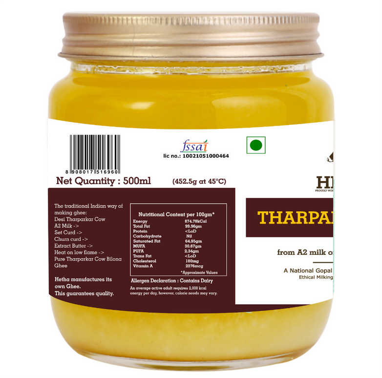 Hetha Tharparkar Cow A2 Cultured Bilona Ghee / A2 Ghee