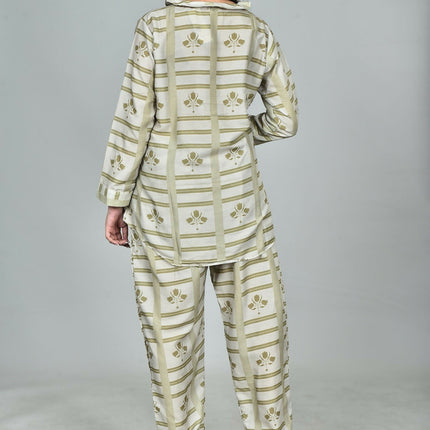 Morchari Digital Print Semi Muslin Co-Ord Set Top & Trouser-Multicolor