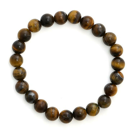 Tiger Eye Brown and Black Round crystal Beads Elastic Bracelet - Ruby Raang