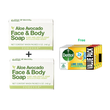 FOREVER ALOE AVOCADO FACE AND BODY SOAP (150G) WITH 4 X DETTOL SOAP FREE