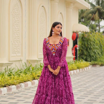 Aastha Fashion Magenta Faux Georgette Navratri Designer Gown Collection