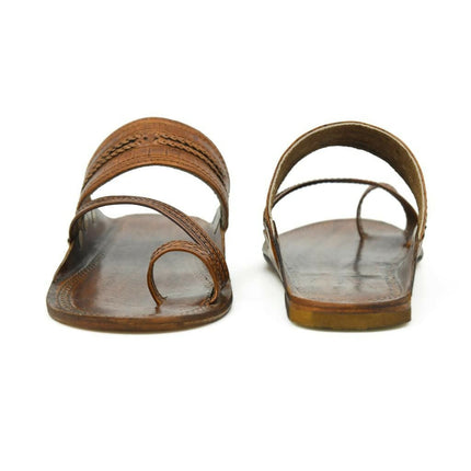 Stepsoft Men Brown Kolhapuri Leather Slippers – Ideal For Wedding & Ethnic Looks
