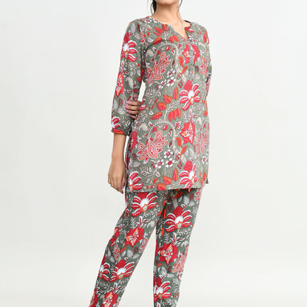 Joban Fashion Beautiful Maroon & Green Cotton Cod Set