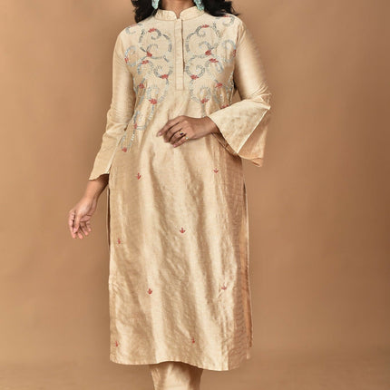 Morchari Women And Hand Embroidery Co-Ord Set-Beige