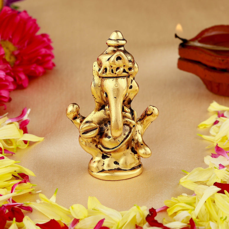 Estele Gold-Polished Spiritual Lord Ganesha Idol for Gifts & HouseWarming/Home/Office Decors