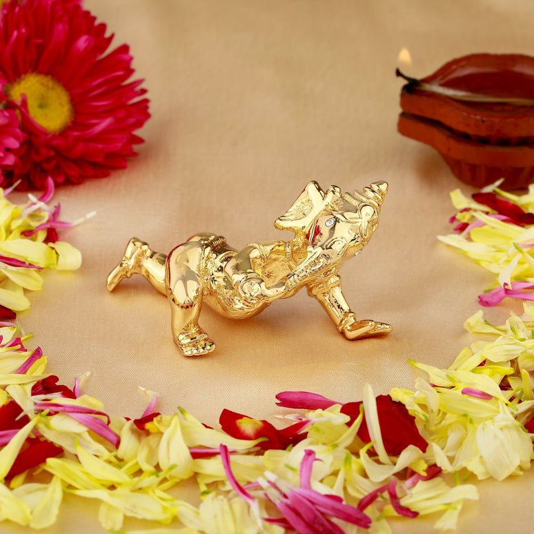 Estele Gold-Polished Spiritual Lord Bal Ganesha Idol for Gifts & HouseWarming/Home/Office Decors