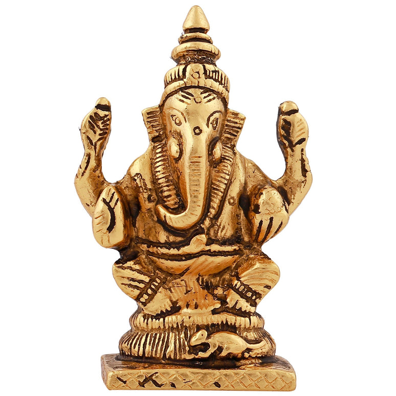 Estele Gold-Polished God of Wisdom Lord Ganesha Idol for Home/Office Decors