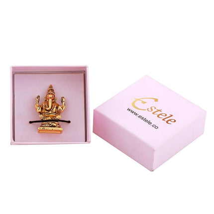 Estele Gold-Polished God of Wisdom Lord Ganesha Idol for Home/Office Decors