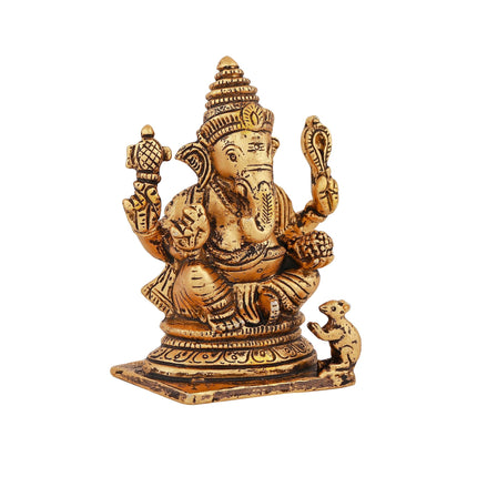 Estele Gold-Polished Spiritual Lord Ganesh Idol for Gifts & HouseWarming/Home/Office Decors