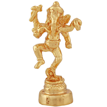 Estele Gold-Polished God of beginnings Lord Ganesha Idol with stand on one leg for Home/Office Decors
