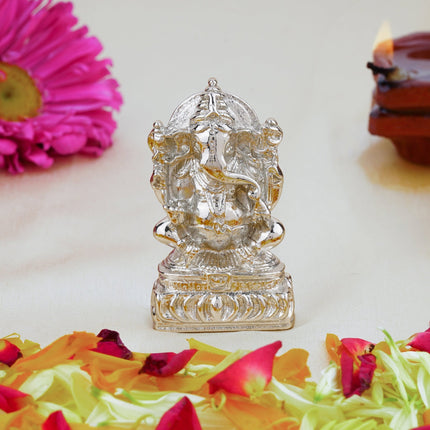Estele Rhodium Plated Spiritual Lord Ganesha Idol for Gifts & HouseWarming/Home/Office Decors
