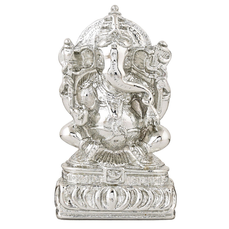 Estele Rhodium Plated Spiritual Lord Ganesha Idol for Gifts & HouseWarming/Home/Office Decors