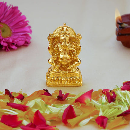 Estele Gold-Polished Spiritual Lord Ganesha Idol for Gifts & HouseWarming/Home/Office Decors