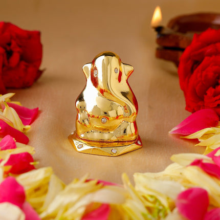 Estele Gold-Polished God of beginnings Lord Ganesha Idol for Home/Office Decors