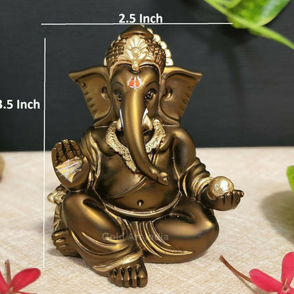 Gold Art India Gaddi Ganesh Idol For Car Dashboard
