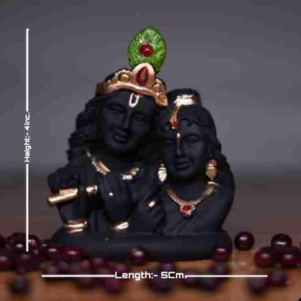 India Ka Bazar Lord Radha Krishna Idol - Gold & Black