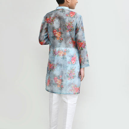 Joban Fashion Georgette Sea Green Kurta With Straight Fit Pant