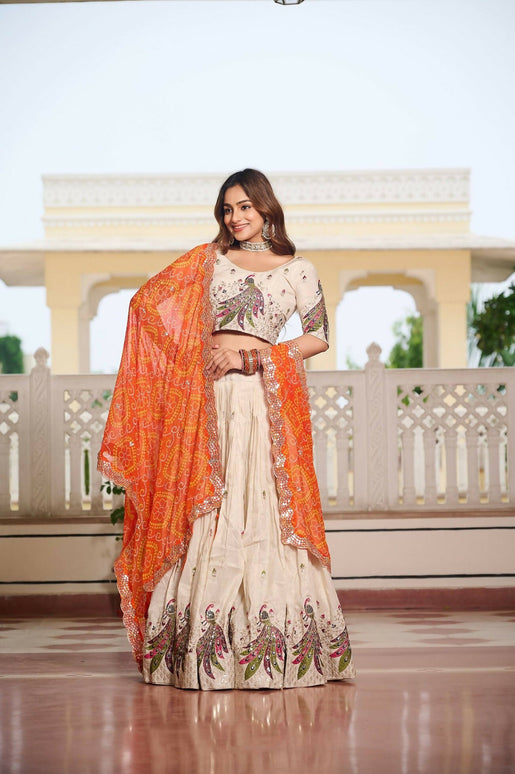 Aastha Fashion Off White Pure Tissue silk Designer Lehenga Choli Collection