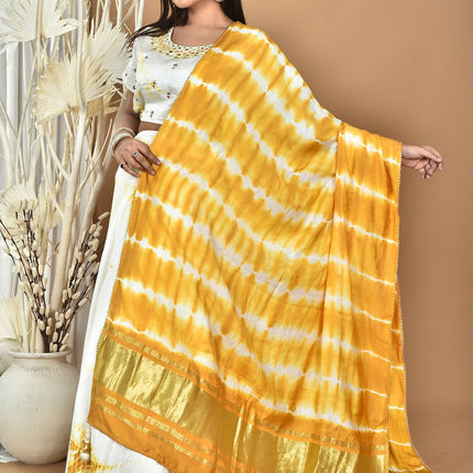 Morchari Women Tai Dai And Hand Embroidery Lehenga-Yellow