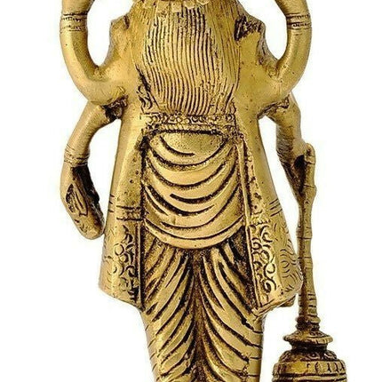 Artvarko Brass Lord Vishnu Narayan Holding Club Brass Statue