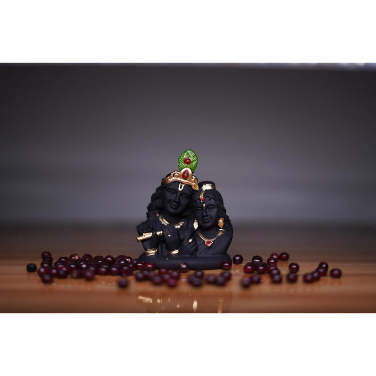 India Ka Bazar Lord Radha Krishna Idol - Gold & Black