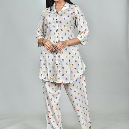 Morchari Digital Print Semi Muslin Co-Ord Set Top & Trouser-Multicolor